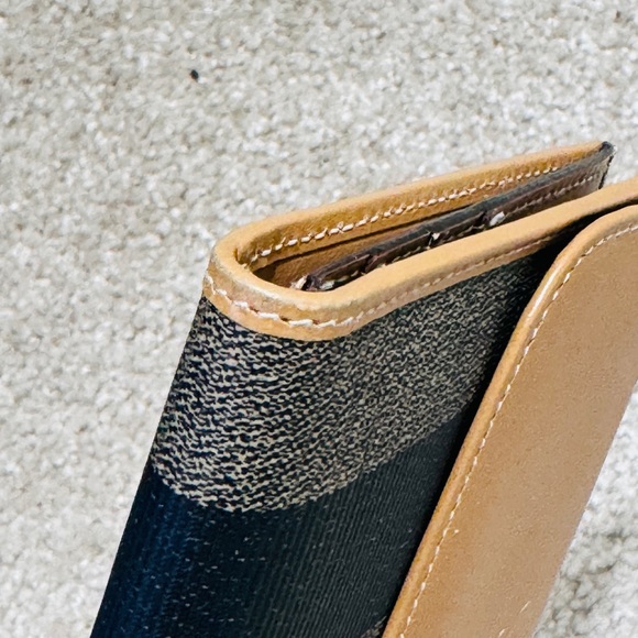 Vintage FENDI Penguins Wide Stripe Brown& Black Canvas Wallet - Picture 14 of 16